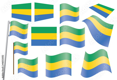 set of flags of Gabon vector illustration