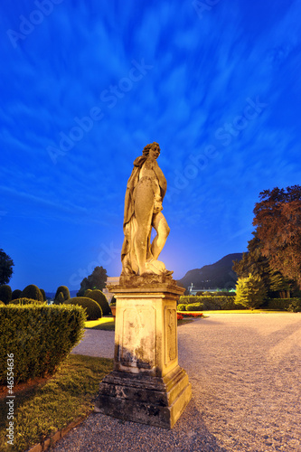 Statue of Villa Olmo in Como town by night