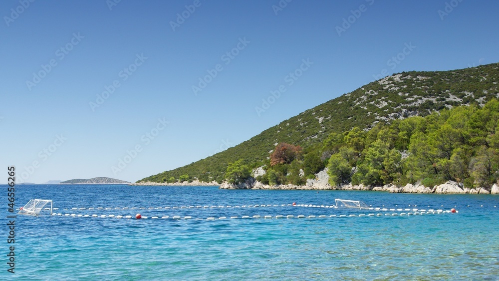 Water polo goals, natural playground at sea, Croatia Dalmatia Water polo goals, natural playground at sea, Croatia Dalmatia