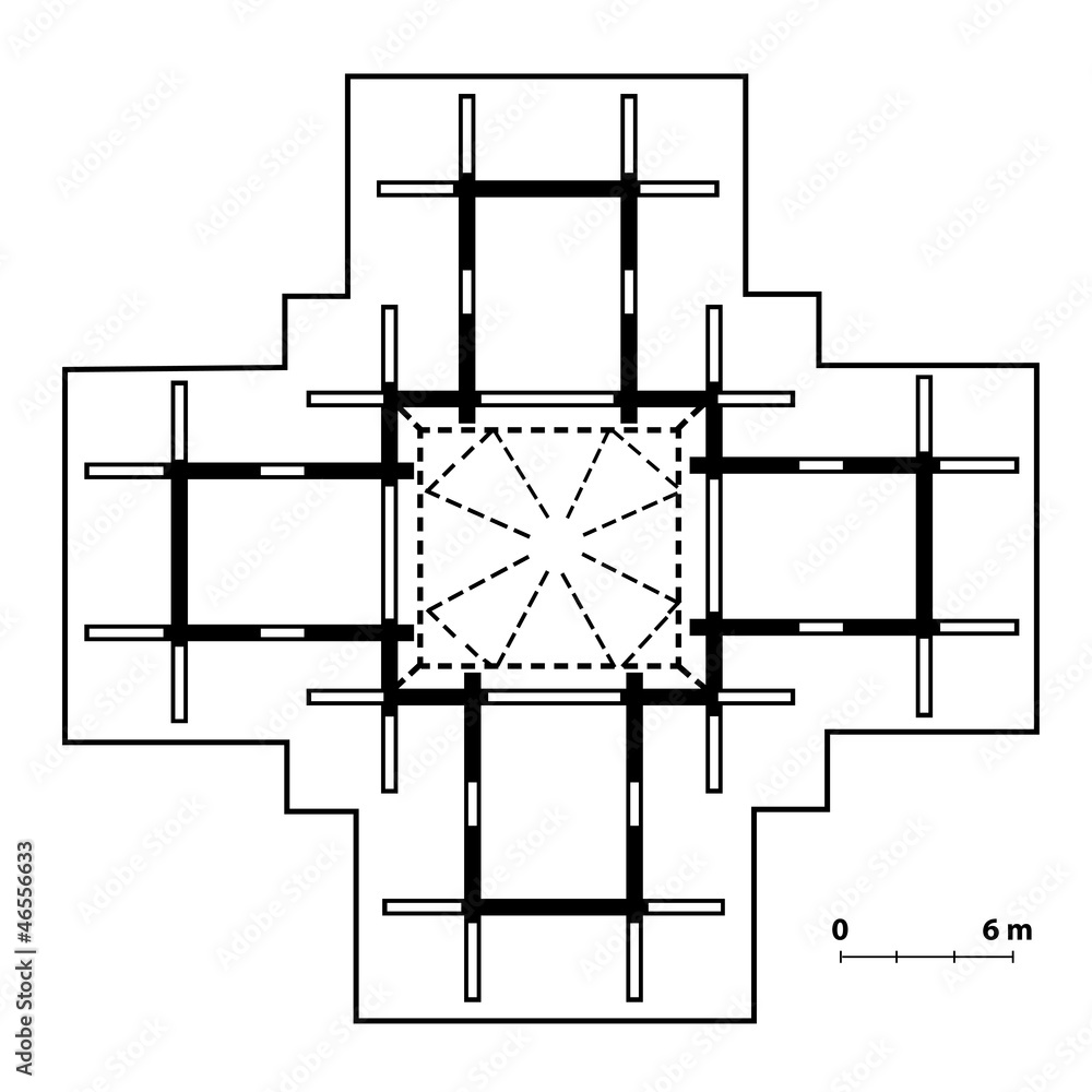 vector illustration of a churchs plan. building