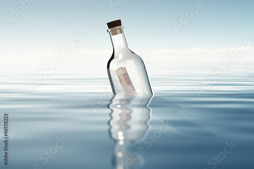 Bottle with financial statements