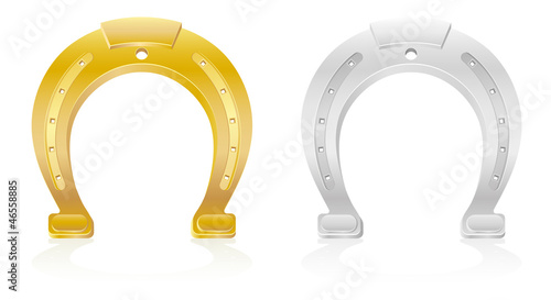 gold and silver horseshoe talisman charm vector illustration