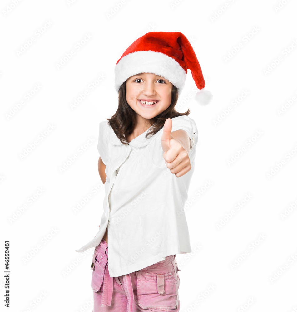 little girl in the santa claus hat little girl in the santa claus hat