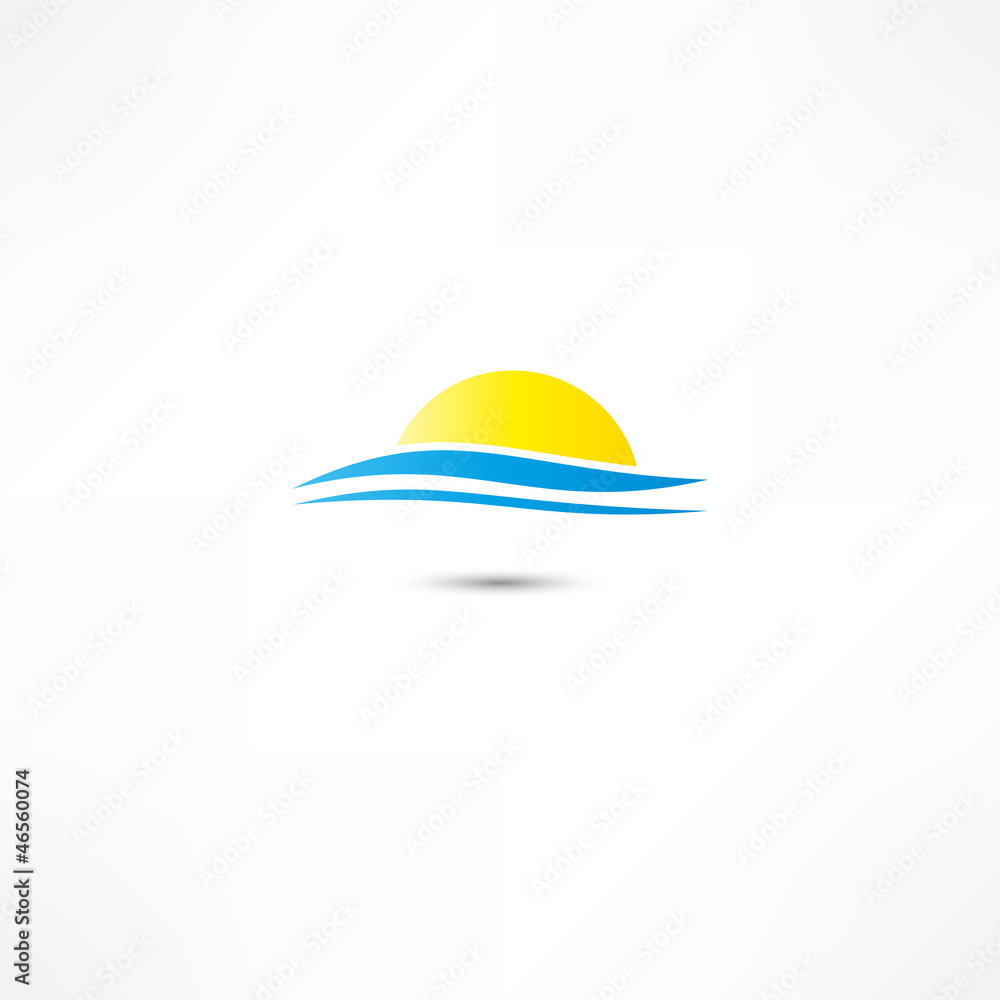 sea waves and rising sun vector illustration sea waves and rising sun vector illustration