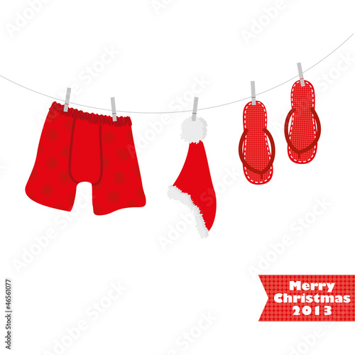 Christmas card with a picture of beach accessories