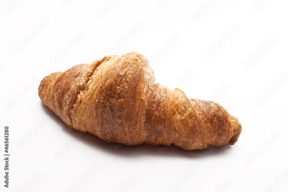 one croissant pastry isolated on white one croissant pastry isolated on white