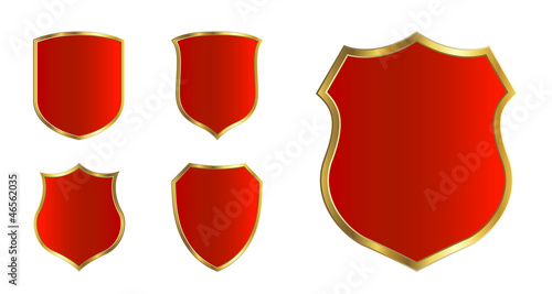 red shields in gold canvas
