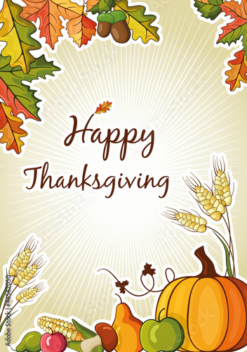 autumn background illustration for happy thanksgiving day