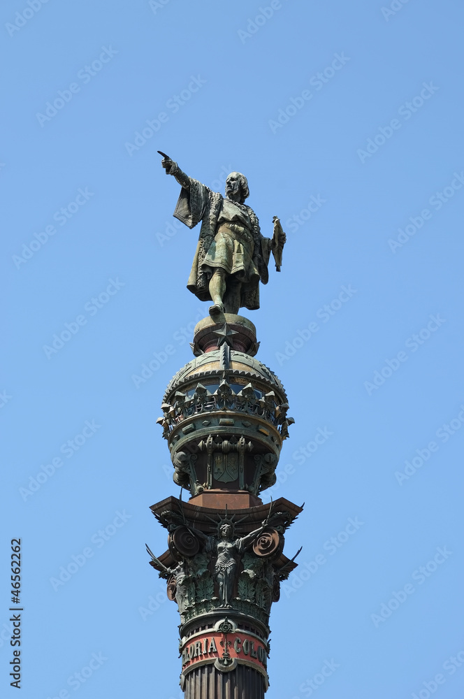 The Columbus Monument in Barcelona, Spain
