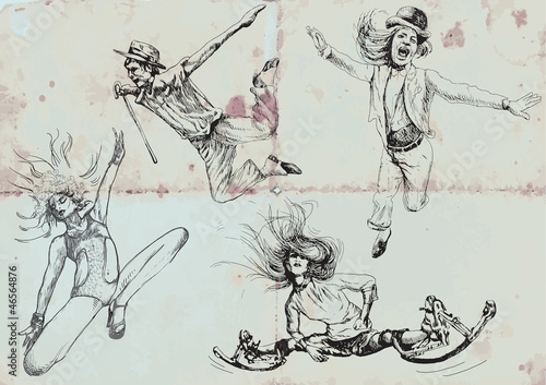 jumping and happy (- drawings into vector collection)