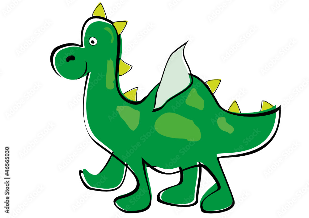 Fototapeta premium Green dragon. Children's drawing