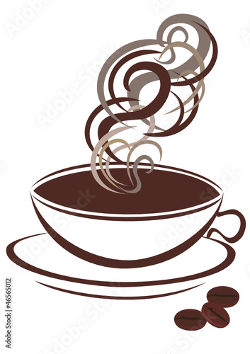 Coffee cup and coffee beans