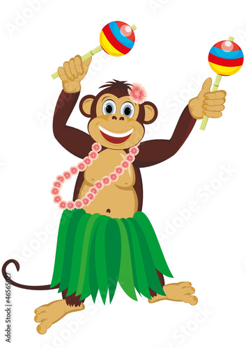 Exotic cute dancing monkey with maracas