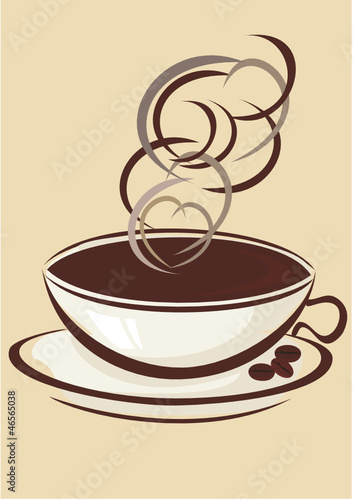 Coffee cup and coffee beans