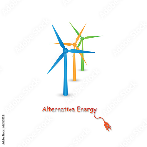 Wind turbines_ on a white background
