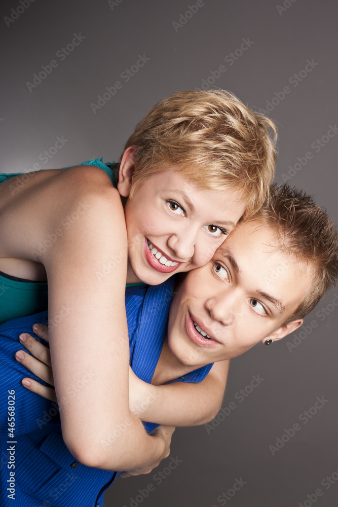 Portrait of smiling couple in studio Portrait of smiling couple in studio