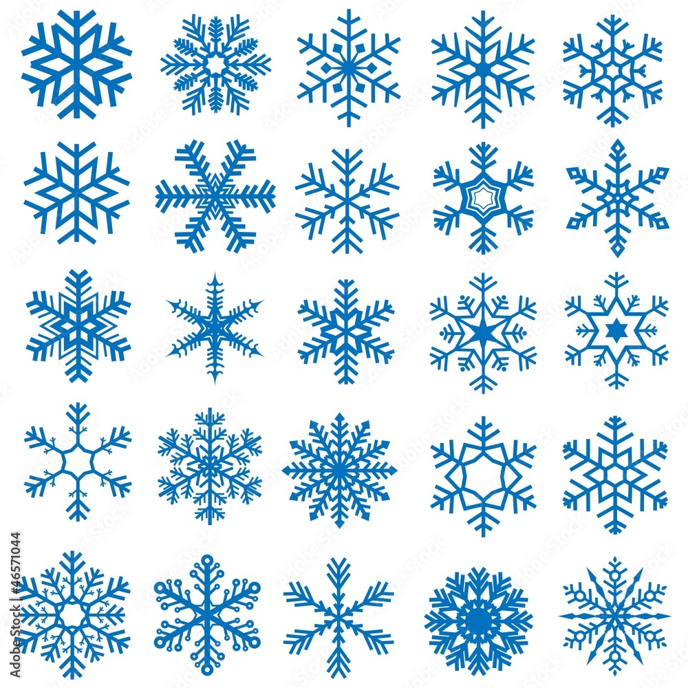 Snowflakes Set - 25 Illustrations - obrazy, fototapety, plakaty 