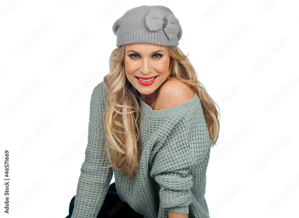 attractive woman in winter clothes