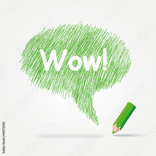 Hand-drawn, colorful speech bubble