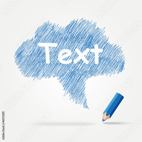 Hand-drawn, colorful speech bubble