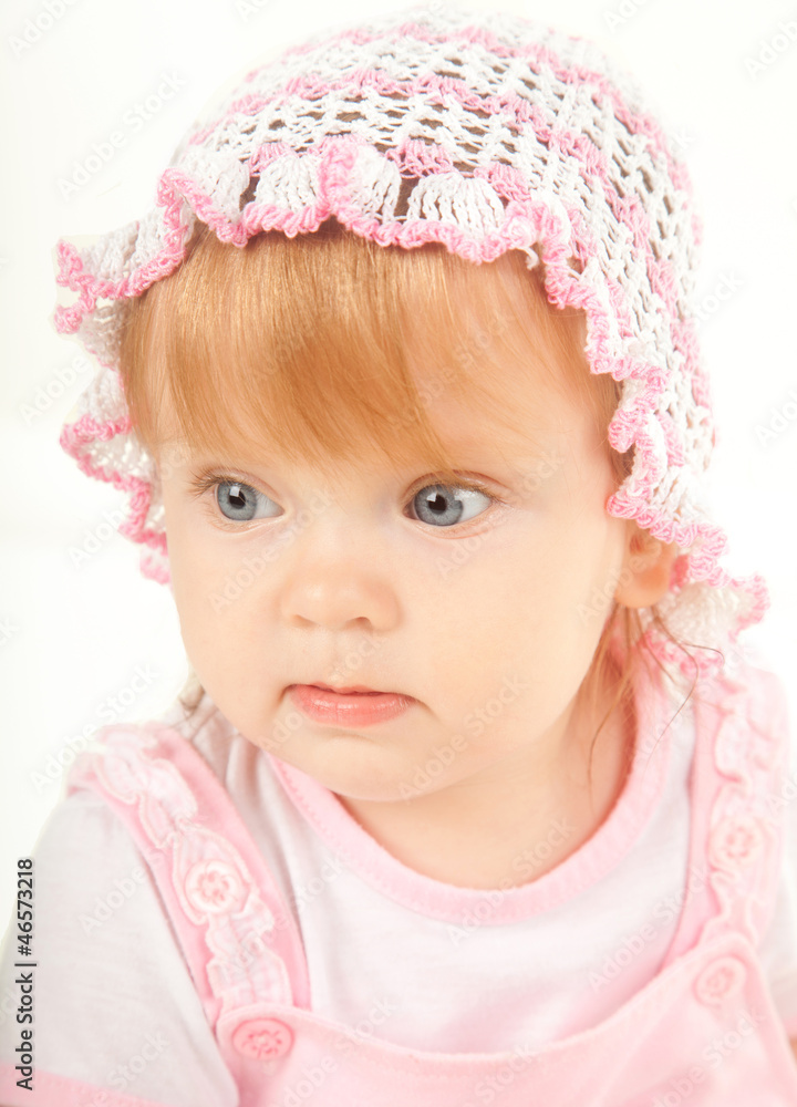 studio shot of blond little baby girl studio shot of blond little baby girl
