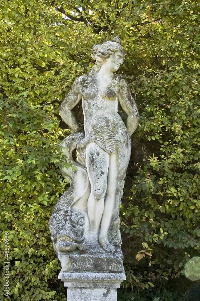 Sculpture in formal garden