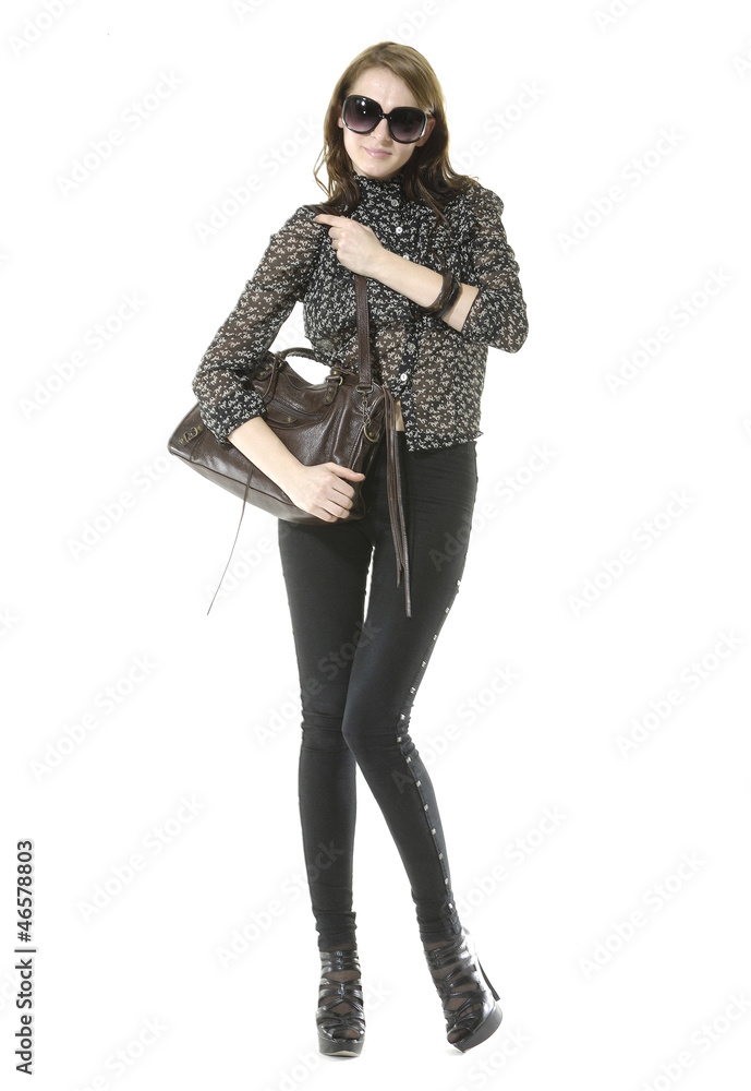 young stylish woman with in sunglasses posing young stylish woman with in sunglasses posing