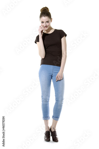 Full length casual beautiful fashion woman in jeans posing © newvave