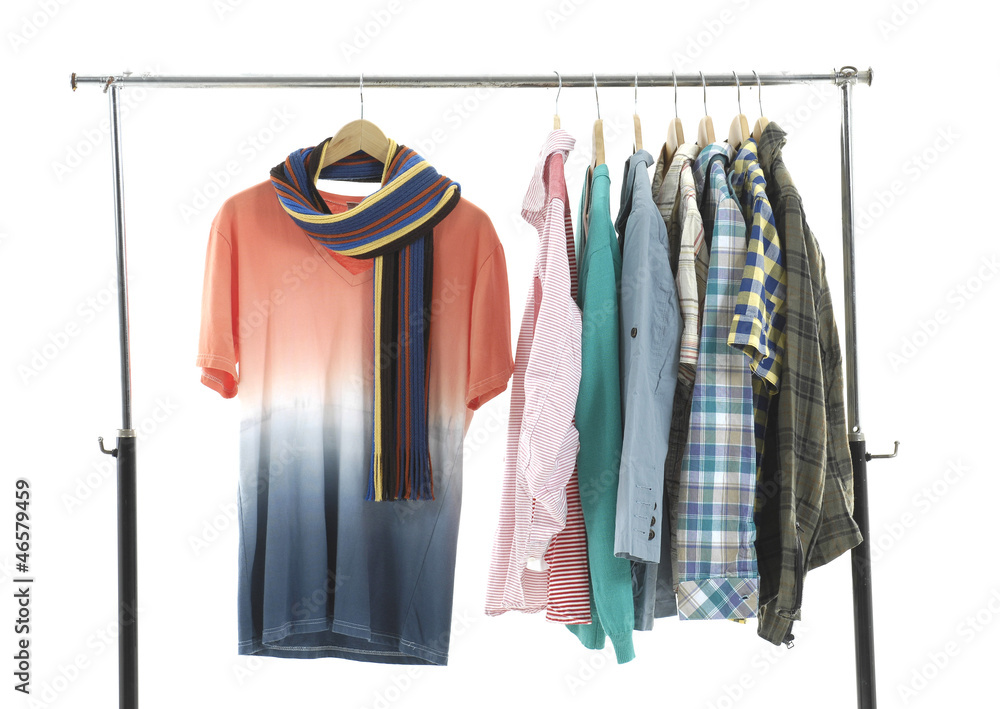 closeup of men's clothes shirts hanging closeup of men's clothes shirts hanging