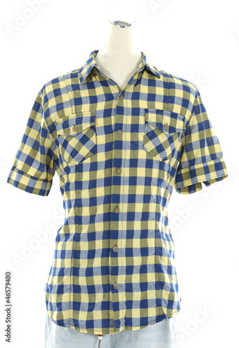 Male checkered shirt, isolated on white