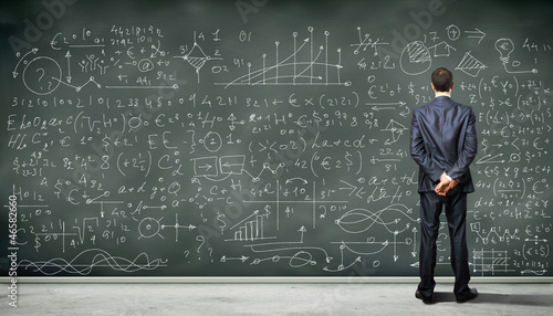 Canvas Print Business person against the blackboard