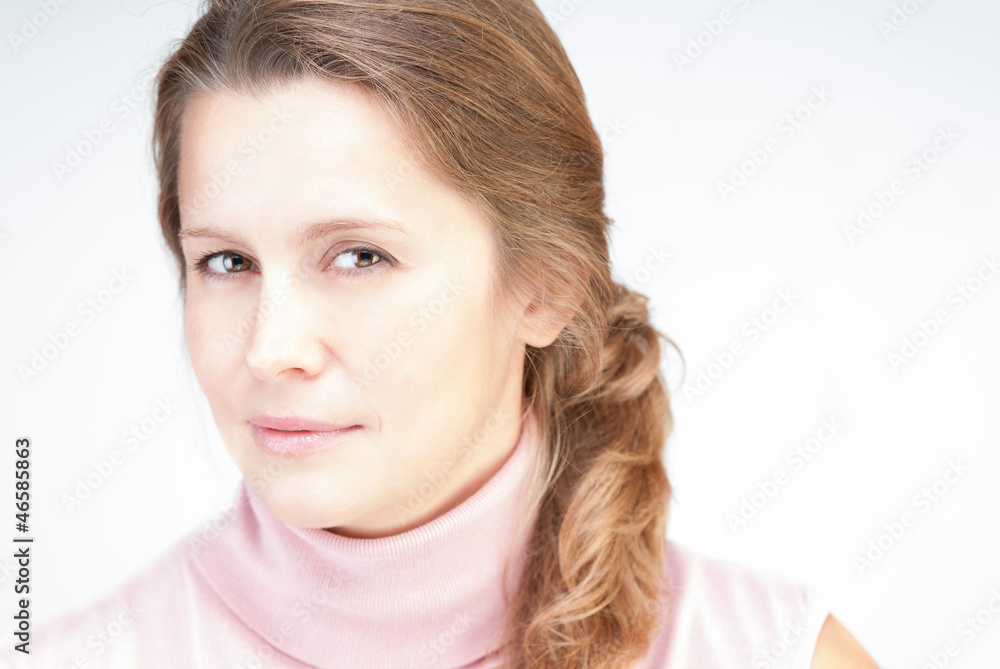 Beautiful woman isolated on white background.