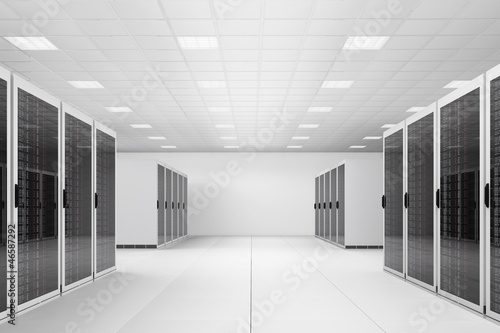 Data centre with two rows of racks
