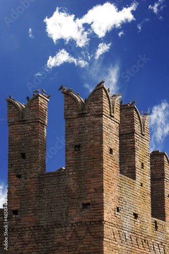 stone tower of castellarquato italy photo