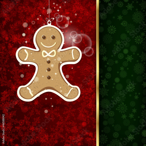 Background with Christmas decoration and snowflakes