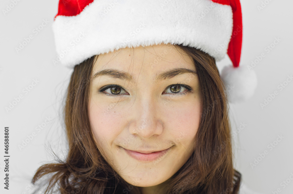 Beautiful young santa clause woman, isolated Beautiful young santa clause woman, isolated