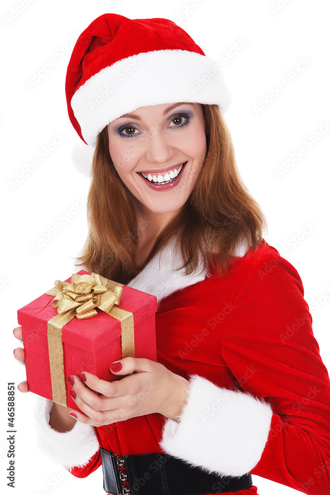 Beautiful young woman with Christmas present Beautiful young woman with Christmas present