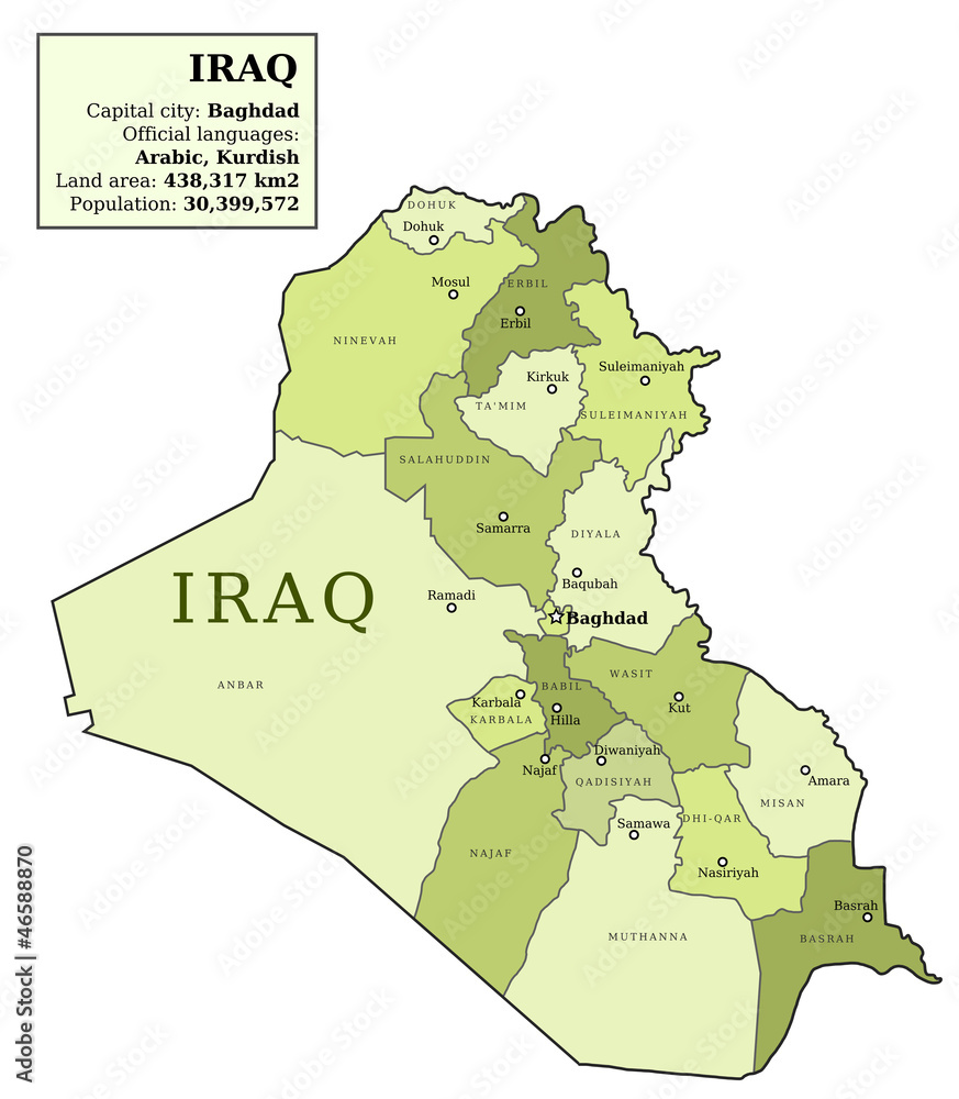 Map of Iraq Stock Vector | Adobe Stock