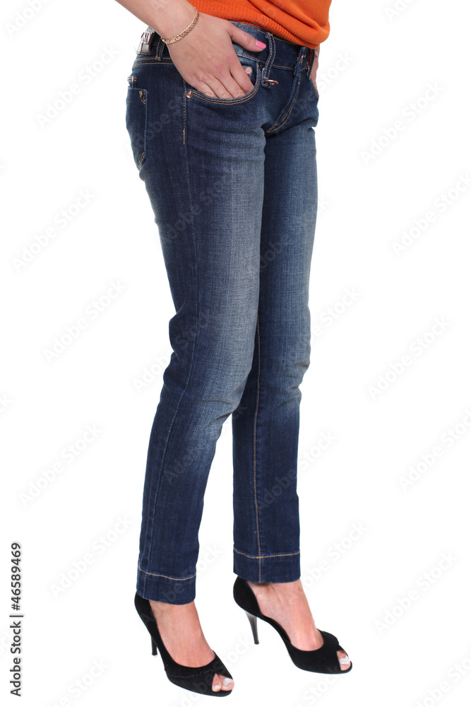 Close female blue jeans