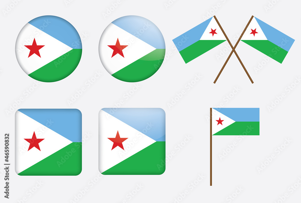 set of badges with flag of Djibouti vector illustration set of badges with flag of Djibouti vector illustration