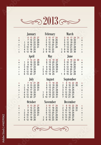 calendar 2013 retro