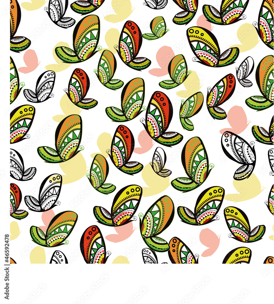 Set of various color butterflies on white Set of various color butterflies on white