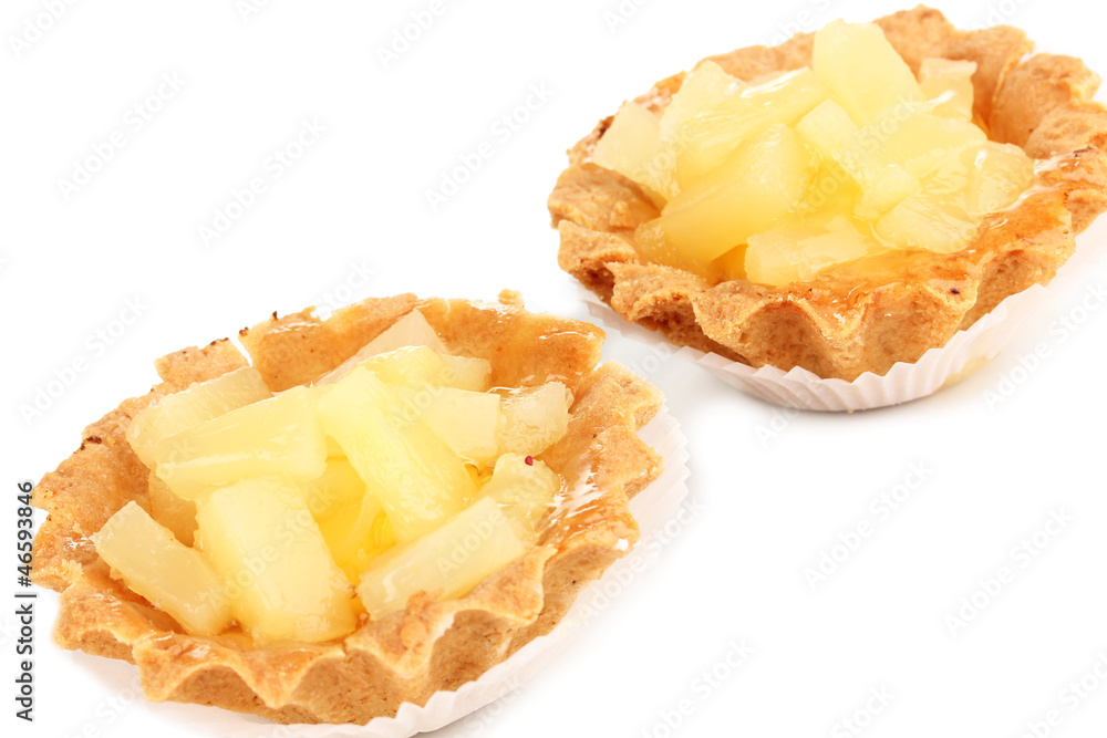 sweet cakes with fruits isolated on white sweet cakes with fruits isolated on white