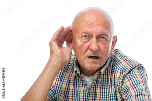 Senior man hard of hearing