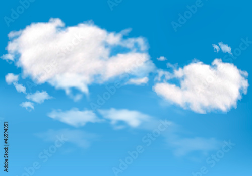 Blue sky with clouds. Vector background.
