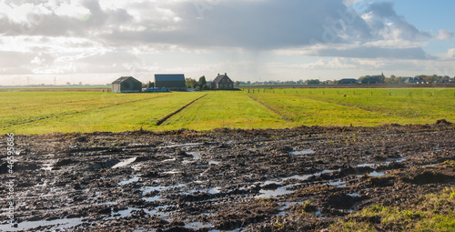 Obraz na płótnie Wet field in the autumn season w salonie