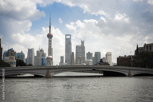 shanghai skyline on the suzhou river