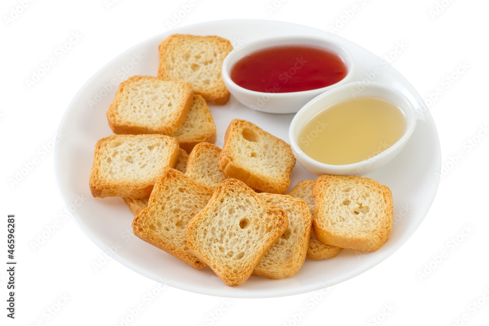 toasts with honey and jam on the plate toasts with honey and jam on the plate