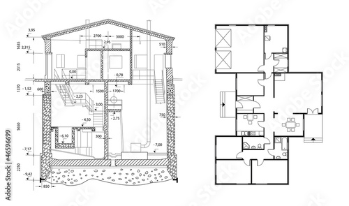 architect house plan. vector blueprint