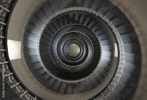 10'th floor of vintage spiral staircase photo